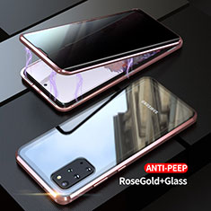 Funda Bumper Lujo Marco de Aluminio Espejo 360 Grados Carcasa LK1 para Samsung Galaxy S20 Plus 5G Oro Rosa