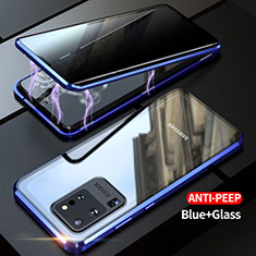 Funda Bumper Lujo Marco de Aluminio Espejo 360 Grados Carcasa LK1 para Samsung Galaxy S20 Ultra 5G Azul