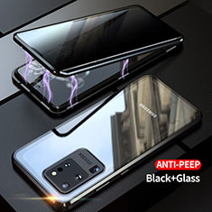 Funda Bumper Lujo Marco de Aluminio Espejo 360 Grados Carcasa LK1 para Samsung Galaxy S20 Ultra 5G Negro