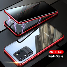 Funda Bumper Lujo Marco de Aluminio Espejo 360 Grados Carcasa LK1 para Samsung Galaxy S20 Ultra 5G Rojo