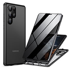 Funda Bumper Lujo Marco de Aluminio Espejo 360 Grados Carcasa LK1 para Samsung Galaxy S23 Ultra 5G Negro