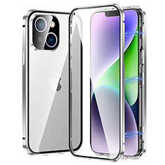 Funda Bumper Lujo Marco de Aluminio Espejo 360 Grados Carcasa LK2 para Apple iPhone 13 Plata