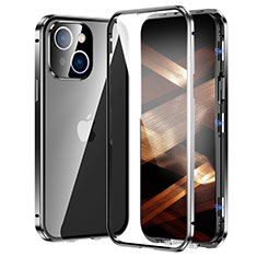 Funda Bumper Lujo Marco de Aluminio Espejo 360 Grados Carcasa LK2 para Apple iPhone 15 Negro