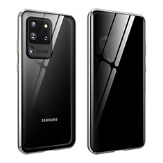 Funda Bumper Lujo Marco de Aluminio Espejo 360 Grados Carcasa LK2 para Samsung Galaxy S20 Ultra 5G Plata
