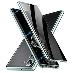 Funda Bumper Lujo Marco de Aluminio Espejo 360 Grados Carcasa LK2 para Samsung Galaxy S22 5G Verde