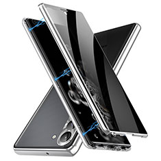 Funda Bumper Lujo Marco de Aluminio Espejo 360 Grados Carcasa LK2 para Samsung Galaxy S22 Plus 5G Plata