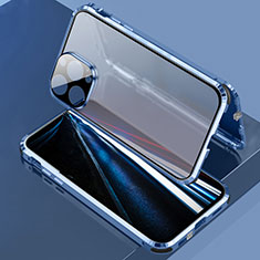 Funda Bumper Lujo Marco de Aluminio Espejo 360 Grados Carcasa LK3 para Apple iPhone 13 Pro Azul