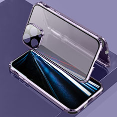 Funda Bumper Lujo Marco de Aluminio Espejo 360 Grados Carcasa LK3 para Apple iPhone 13 Pro Morado