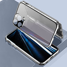 Funda Bumper Lujo Marco de Aluminio Espejo 360 Grados Carcasa LK3 para Apple iPhone 13 Pro Plata
