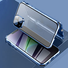 Funda Bumper Lujo Marco de Aluminio Espejo 360 Grados Carcasa LK3 para Apple iPhone 14 Azul