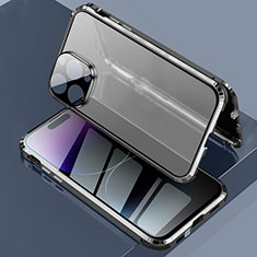 Funda Bumper Lujo Marco de Aluminio Espejo 360 Grados Carcasa LK3 para Apple iPhone 14 Pro Negro