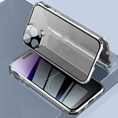 Funda Bumper Lujo Marco de Aluminio Espejo 360 Grados Carcasa LK3 para Apple iPhone 14 Pro Plata