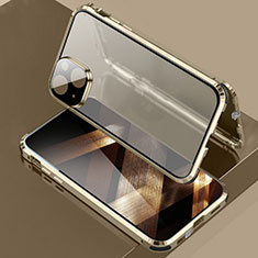 Funda Bumper Lujo Marco de Aluminio Espejo 360 Grados Carcasa LK3 para Apple iPhone 15 Plus Oro