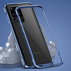 Funda Bumper Lujo Marco de Aluminio Espejo 360 Grados Carcasa LK3 para Samsung Galaxy S20 Ultra 5G Azul