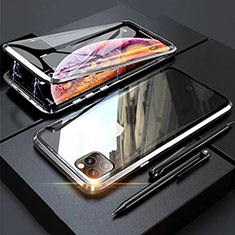 Funda Bumper Lujo Marco de Aluminio Espejo 360 Grados Carcasa M01 para Apple iPhone 11 Pro Max Plata