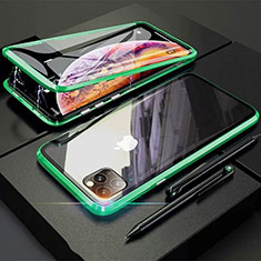 Funda Bumper Lujo Marco de Aluminio Espejo 360 Grados Carcasa M01 para Apple iPhone 11 Pro Verde