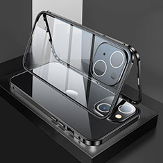 Funda Bumper Lujo Marco de Aluminio Espejo 360 Grados Carcasa M01 para Apple iPhone 13 Mini Negro