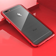 Funda Bumper Lujo Marco de Aluminio Espejo 360 Grados Carcasa M01 para Apple iPhone 6 Rojo