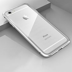 Funda Bumper Lujo Marco de Aluminio Espejo 360 Grados Carcasa M01 para Apple iPhone 6S Plus Plata