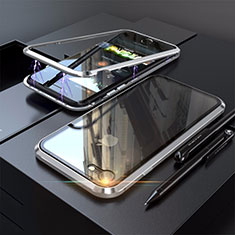 Funda Bumper Lujo Marco de Aluminio Espejo 360 Grados Carcasa M01 para Apple iPhone 7 Plata