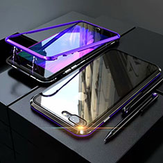 Funda Bumper Lujo Marco de Aluminio Espejo 360 Grados Carcasa M01 para Apple iPhone 7 Plus Morado