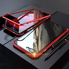 Funda Bumper Lujo Marco de Aluminio Espejo 360 Grados Carcasa M01 para Apple iPhone 7 Plus Rojo