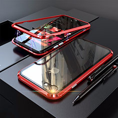 Funda Bumper Lujo Marco de Aluminio Espejo 360 Grados Carcasa M01 para Apple iPhone 7 Rojo