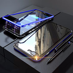 Funda Bumper Lujo Marco de Aluminio Espejo 360 Grados Carcasa M01 para Apple iPhone 8 Plus Azul