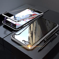 Funda Bumper Lujo Marco de Aluminio Espejo 360 Grados Carcasa M01 para Apple iPhone 8 Plus Plata