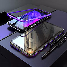Funda Bumper Lujo Marco de Aluminio Espejo 360 Grados Carcasa M01 para Apple iPhone SE3 ((2022)) Azul