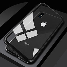 Funda Bumper Lujo Marco de Aluminio Espejo 360 Grados Carcasa M01 para Apple iPhone X Negro