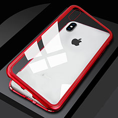 Funda Bumper Lujo Marco de Aluminio Espejo 360 Grados Carcasa M01 para Apple iPhone X Rojo
