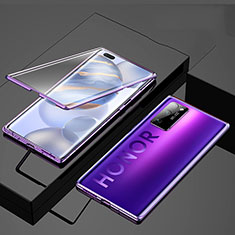 Funda Bumper Lujo Marco de Aluminio Espejo 360 Grados Carcasa M01 para Huawei Honor 30 Pro Morado