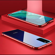Funda Bumper Lujo Marco de Aluminio Espejo 360 Grados Carcasa M01 para Huawei Honor V30 Pro 5G Rojo
