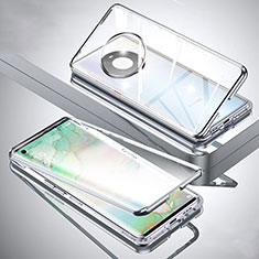 Funda Bumper Lujo Marco de Aluminio Espejo 360 Grados Carcasa M01 para Huawei Mate 40 Plata