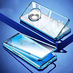 Funda Bumper Lujo Marco de Aluminio Espejo 360 Grados Carcasa M01 para Huawei Mate 40E 5G Azul
