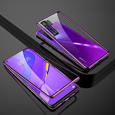 Funda Bumper Lujo Marco de Aluminio Espejo 360 Grados Carcasa M01 para Huawei Nova 7 SE 5G Morado