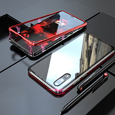 Funda Bumper Lujo Marco de Aluminio Espejo 360 Grados Carcasa M01 para Huawei P20 Rojo y Negro