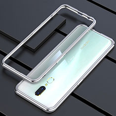 Funda Bumper Lujo Marco de Aluminio Espejo 360 Grados Carcasa M01 para Oppo A9X Plata