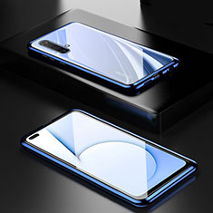 Funda Bumper Lujo Marco de Aluminio Espejo 360 Grados Carcasa M01 para Realme X50t 5G Azul