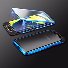 Funda Bumper Lujo Marco de Aluminio Espejo 360 Grados Carcasa M01 para Samsung Galaxy A90 4G Azul