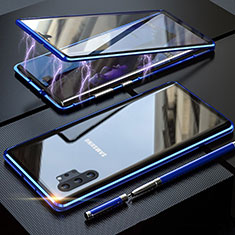 Funda Bumper Lujo Marco de Aluminio Espejo 360 Grados Carcasa M01 para Samsung Galaxy Note 10 Plus 5G Azul