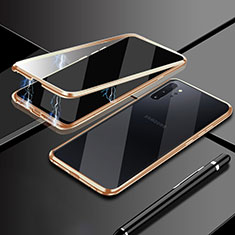 Funda Bumper Lujo Marco de Aluminio Espejo 360 Grados Carcasa M01 para Samsung Galaxy Note 10 Plus 5G Oro