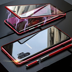 Funda Bumper Lujo Marco de Aluminio Espejo 360 Grados Carcasa M01 para Samsung Galaxy Note 10 Plus Rojo