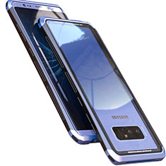 Funda Bumper Lujo Marco de Aluminio Espejo 360 Grados Carcasa M01 para Samsung Galaxy Note 8 Azul
