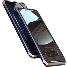 Funda Bumper Lujo Marco de Aluminio Espejo 360 Grados Carcasa M01 para Samsung Galaxy Note 8 Duos N950F Gris