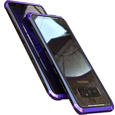 Funda Bumper Lujo Marco de Aluminio Espejo 360 Grados Carcasa M01 para Samsung Galaxy Note 8 Duos N950F Morado