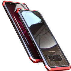 Funda Bumper Lujo Marco de Aluminio Espejo 360 Grados Carcasa M01 para Samsung Galaxy Note 8 Duos N950F Rojo