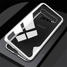 Funda Bumper Lujo Marco de Aluminio Espejo 360 Grados Carcasa M01 para Samsung Galaxy S10 5G Blanco