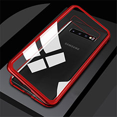 Funda Bumper Lujo Marco de Aluminio Espejo 360 Grados Carcasa M01 para Samsung Galaxy S10 Rojo